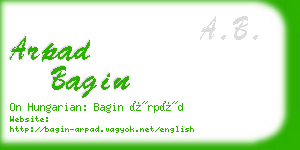 arpad bagin business card